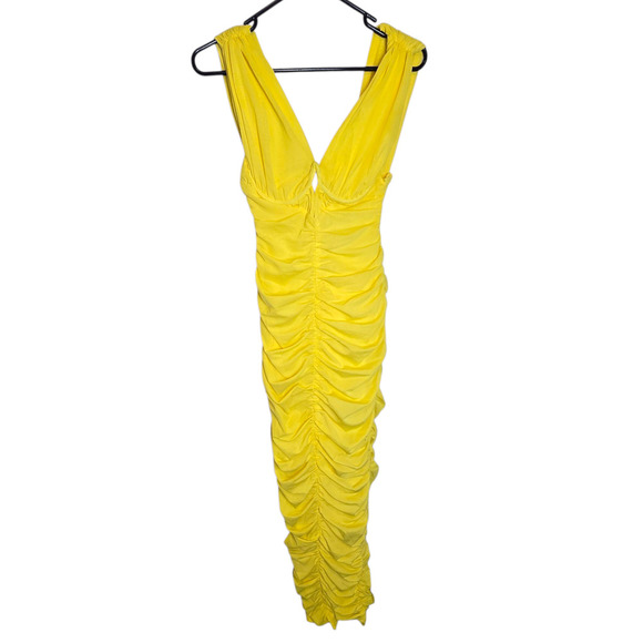 Eliya the Label Anna Dress in Yellow XS maxi gown gloves stretchy - Picture 3 of 11